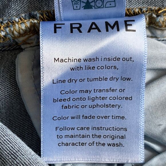 Frame Jeans Women 27 Le High Skinny Blue Cropped Slit Ankle Stretch Dark Wash - Picture 14 of 15